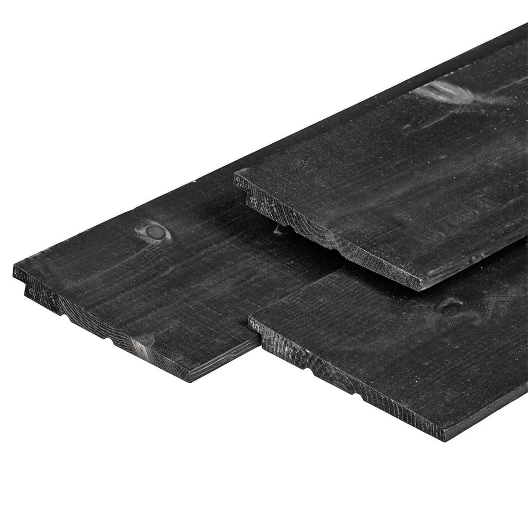 Douglas Zweeds rabat 1 zijde geschaafd, 1 zijde fijnbezaagd 1,1-2,7x19,5x500cm, zwart gedompeld