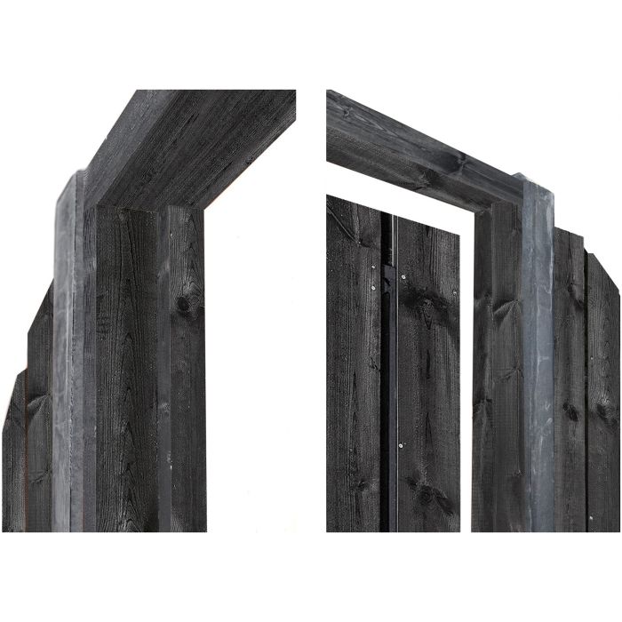 Grenen deurkozijn met aanslagligger zwart gespoten H210xB90-150cm