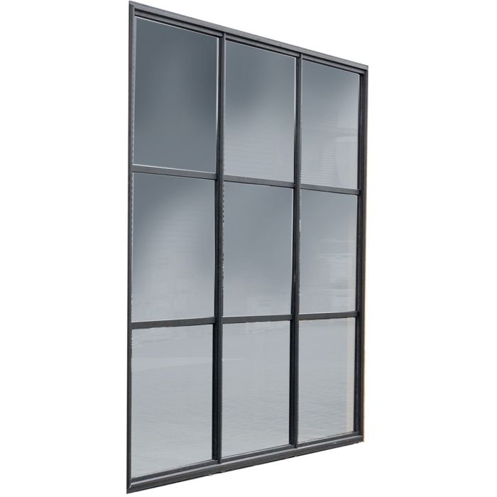 Industriële glazen wand 224x278,5cm aluminium zwart gecoat