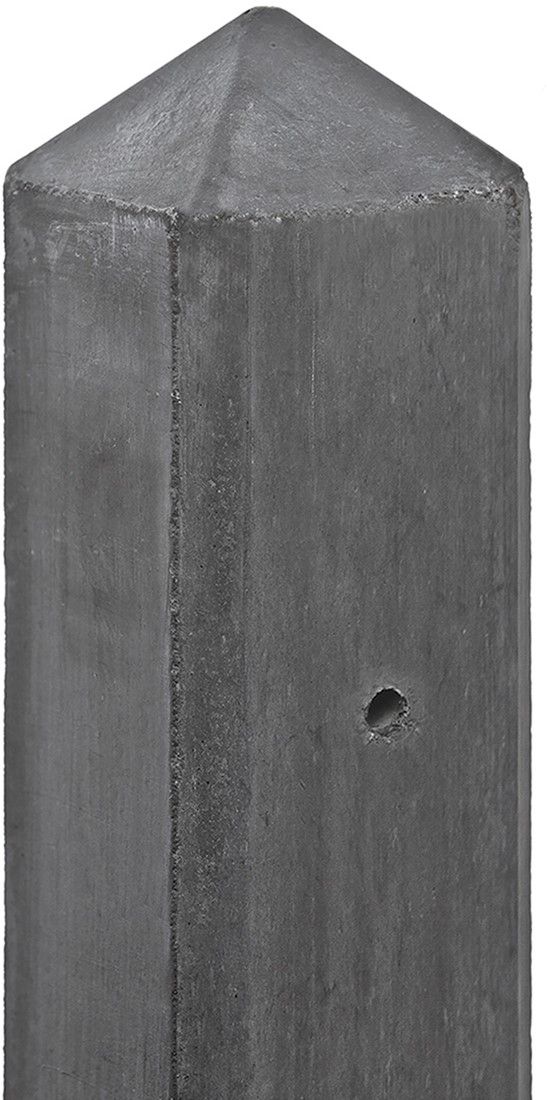 Betonpaal antraciet ongecoat glad met diamantkop 10x10x280cm, hoekpaal