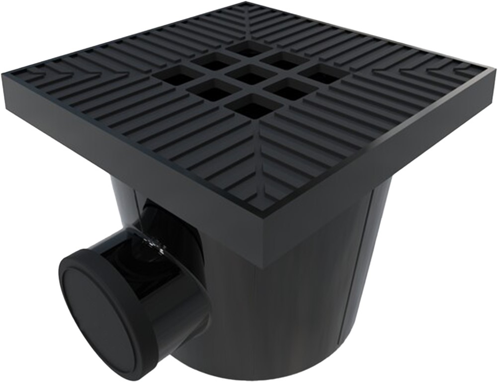 Garden Drain afvoerput 20x20cm Aluminium Zwart