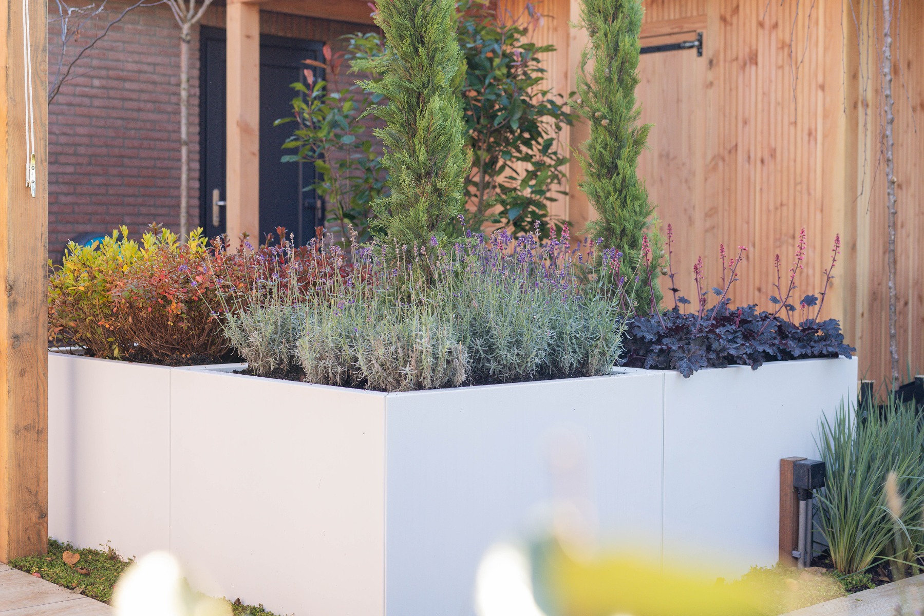 Groots effect in een kleine tuin met de juiste bloembakken